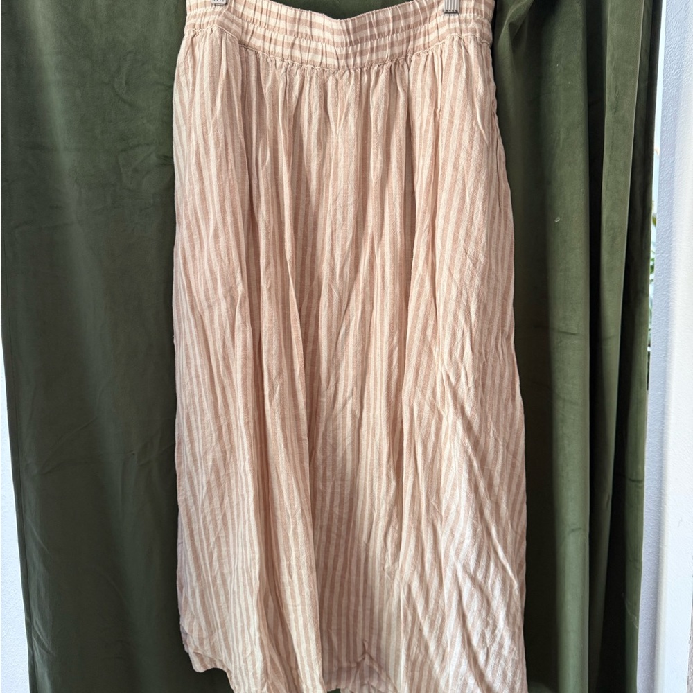 a new day Cream Striped Midi Skirt